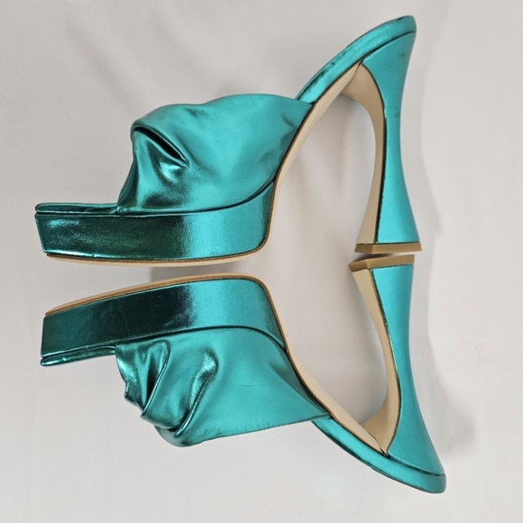 Jeffrey Campbell Hollyweird Platform Metallic Shine Heels In Emerald Size 7 - Picture 9 of 9